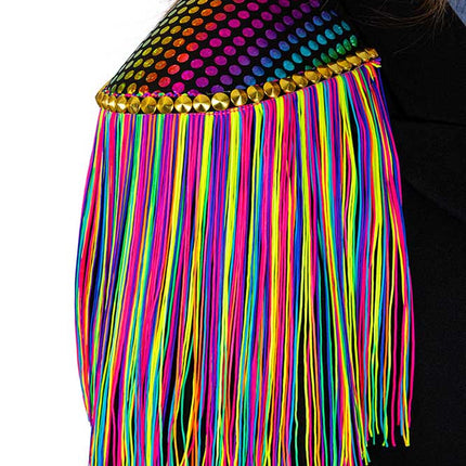 PartyXplosion Epaulette shiny dots met neon franjes