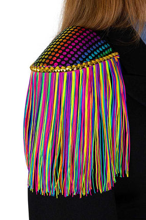 PartyXplosion Epaulette shiny dots met neon franjes