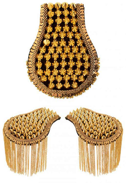 PartyXplosion Epauletten met spikes goud