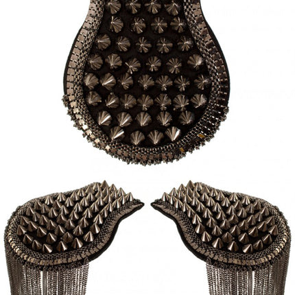 PartyXplosion Epauletten met spikes grijs metalic