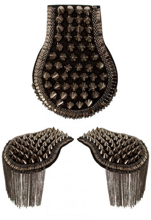 PartyXplosion Epauletten met spikes grijs metalic