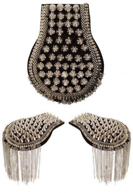 PartyXplosion Epauletten met spikes zilver