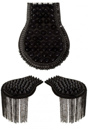 PartyXplosion Epauletten met spikes zwart