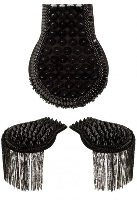 PartyXplosion Epauletten met spikes zwart