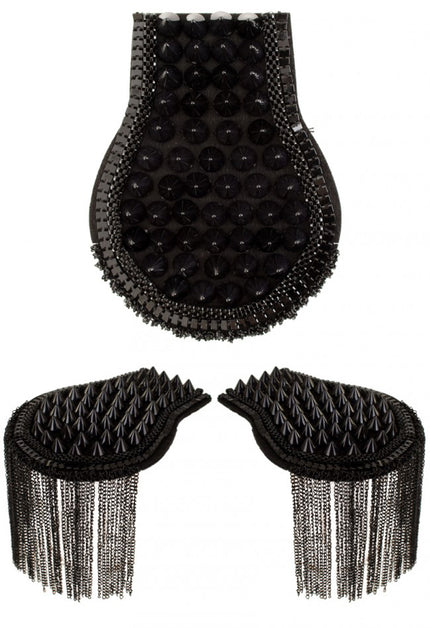 PartyXplosion Epauletten met spikes zwart