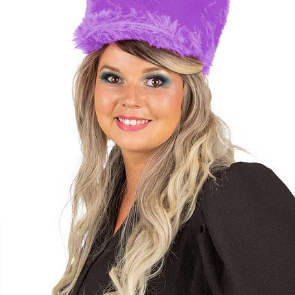 PartyXplosion Fanfarehoed pluche paars (verstevigde binnenhoed)