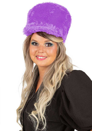 PartyXplosion Fanfarehoed pluche paars (verstevigde binnenhoed)