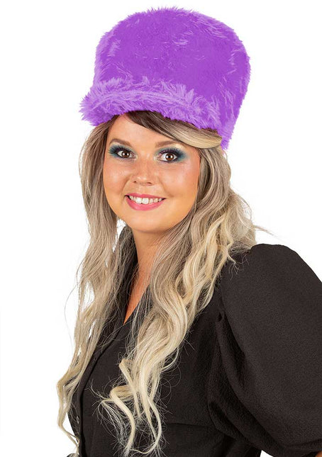 PartyXplosion Fanfarehoed pluche paars (verstevigde binnenhoed)
