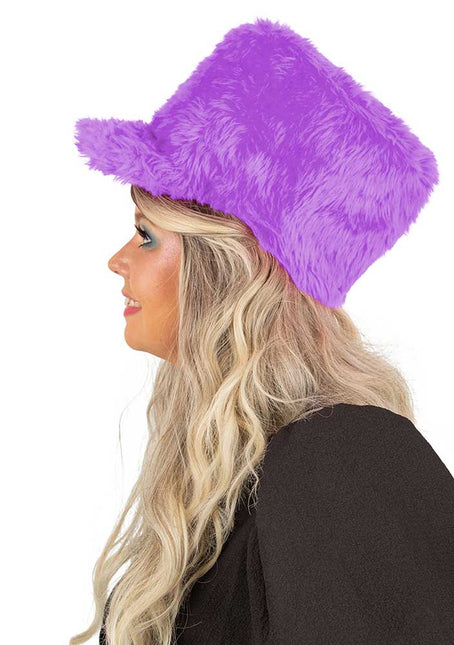 PartyXplosion Fanfarehoed pluche paars (verstevigde binnenhoed)