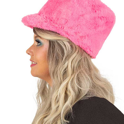 PartyXplosion Fanfarehoed pluche roze (verstevigde binnenhoed)