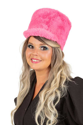 PartyXplosion Fanfarehoed pluche roze (verstevigde binnenhoed)