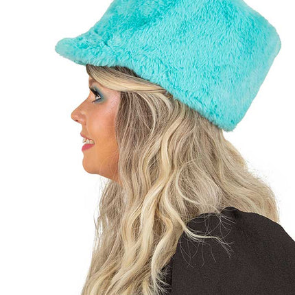 PartyXplosion Fanfarehoed pluche turquoise (verstevigde binnenhoed)