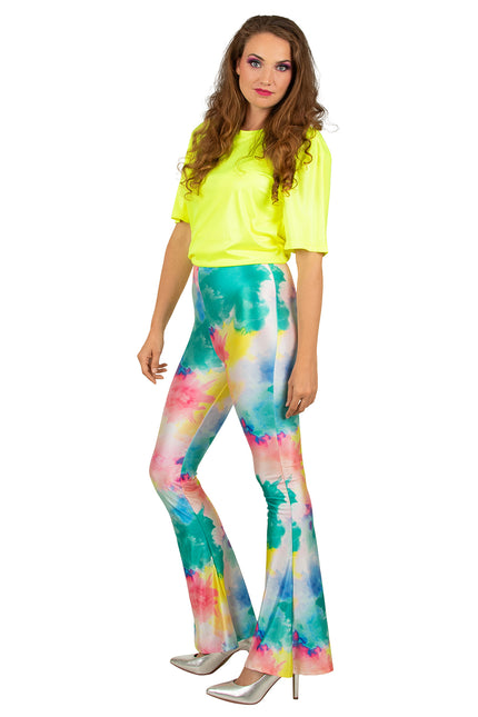 PartyXplosion Flared broek poeder spot multicolour