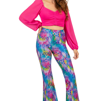 PartyXplosion Flared broek slangenprint multicolour
