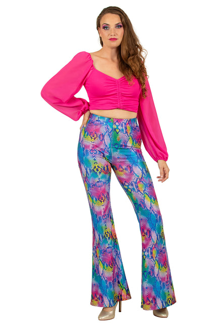 PartyXplosion Flared broek slangenprint multicolour