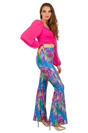 PartyXplosion Flared broek slangenprint multicolour
