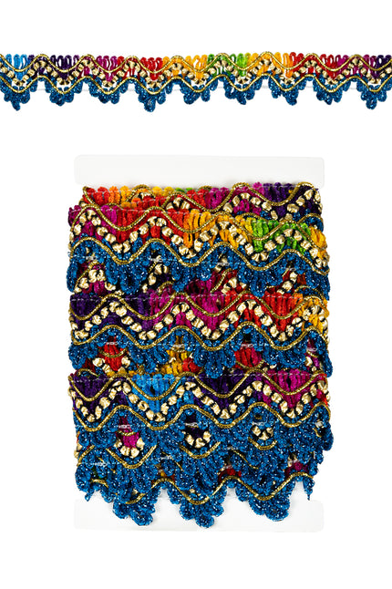 PartyXplosion Galon geweven blauw + gouddraad