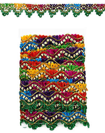 PartyXplosion Galon geweven groen + gouddraad