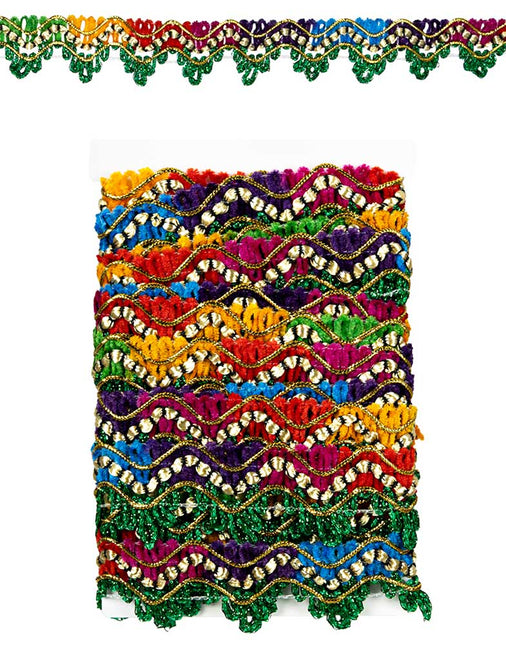 PartyXplosion Galon geweven groen + gouddraad