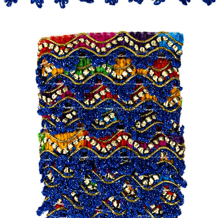 PartyXplosion Galon geweven navy blauw + gouddraad