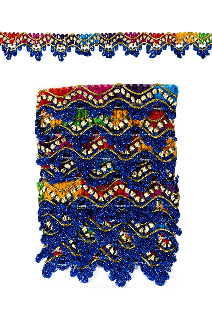 PartyXplosion Galon geweven navy blauw + gouddraad