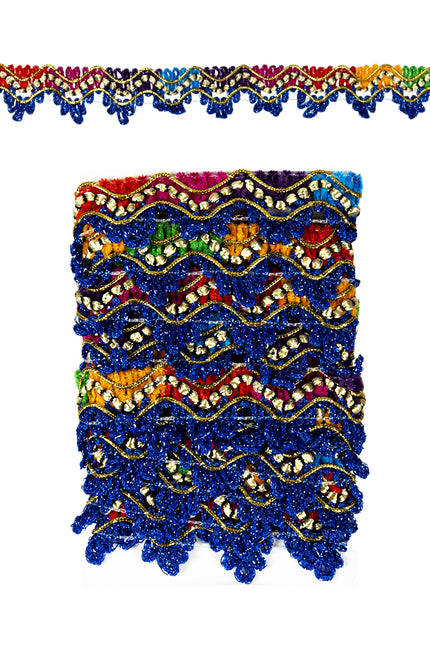 PartyXplosion Galon geweven navy blauw + gouddraad