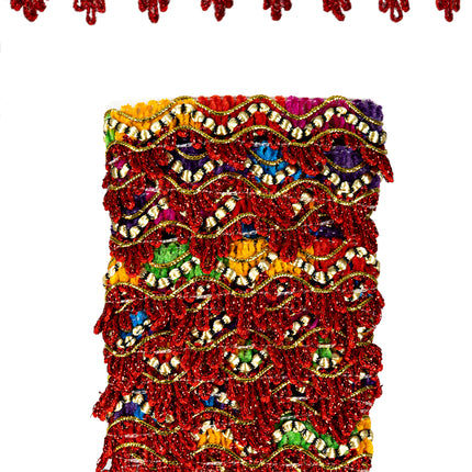 PartyXplosion Galon geweven rood + gouddraad