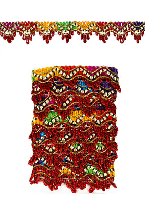 PartyXplosion Galon geweven rood + gouddraad