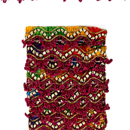 PartyXplosion Galon geweven roze + gouddraad