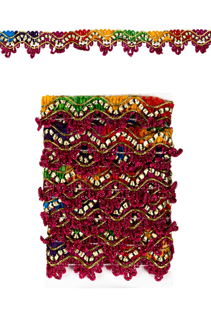 PartyXplosion Galon geweven roze + gouddraad