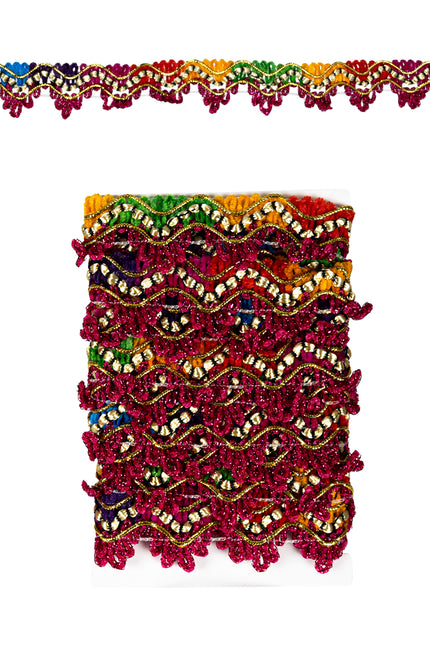 PartyXplosion Galon geweven roze + gouddraad