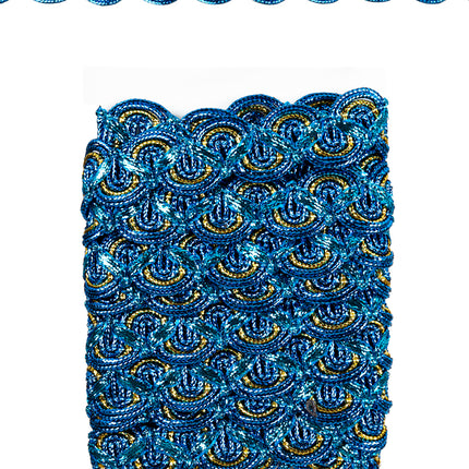 PartyXplosion Galon golf blauw + gouddraad