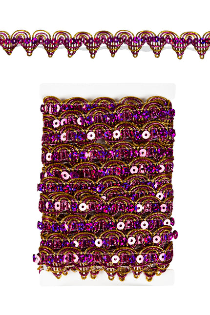 PartyXplosion Galon pailletten paars met gouddraad