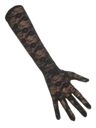 PartyXplosion Handschoenen met kant zwart 42 cm