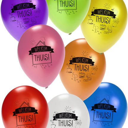 PartyXplosion Helium Ballonnen Welkom Thuis 8 stuks