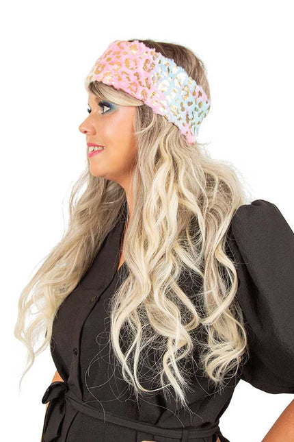 PartyXplosion Hoofdband Glamour pastel met panter print goud