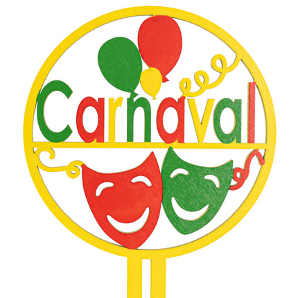 PartyXplosion Houtenversiering cirkel 'Carnaval' 20cm