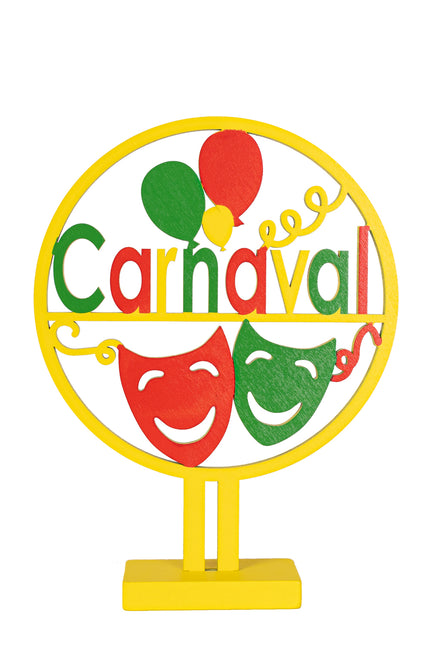 PartyXplosion Houtenversiering cirkel 'Carnaval' 20cm