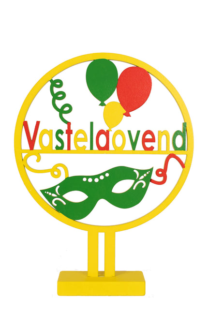 PartyXplosion Houtenversiering cirkel 'Vastelaovend' 20cm