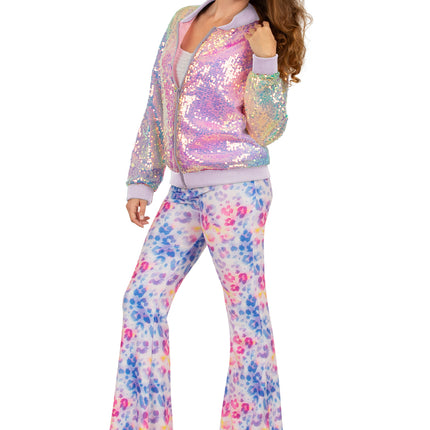 PartyXplosion Jas pailletten pastel regenboog