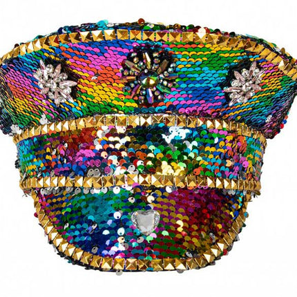 PartyXplosion Kapiteinspet Rainbow Pailletten Luxe