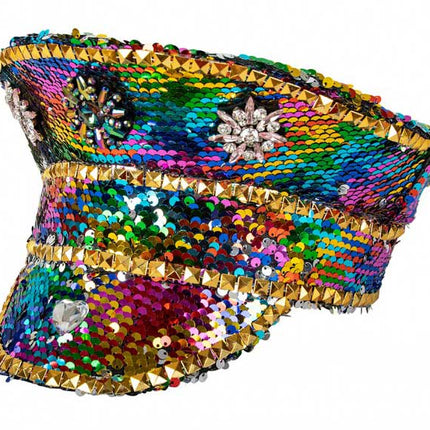 PartyXplosion Kapiteinspet Rainbow Pailletten Luxe