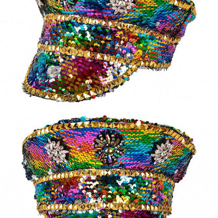 PartyXplosion Kapiteinspet Rainbow Pailletten Luxe