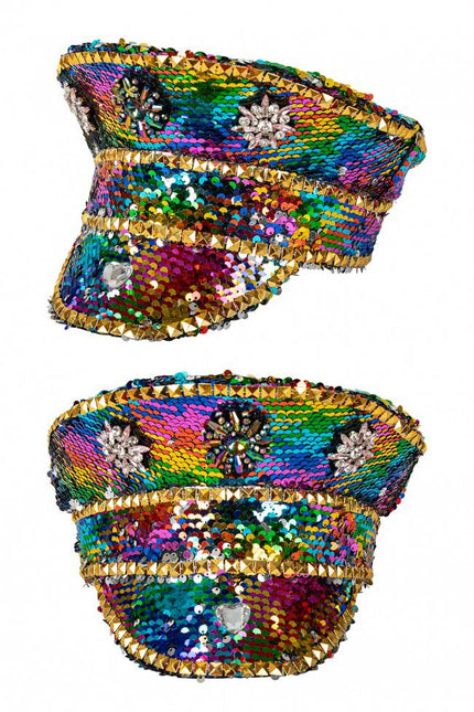 PartyXplosion Kapiteinspet Rainbow Pailletten Luxe
