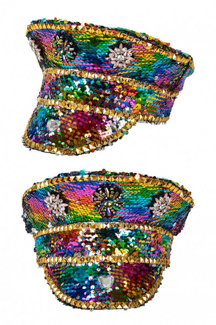 PartyXplosion Kapiteinspet Rainbow Pailletten Luxe