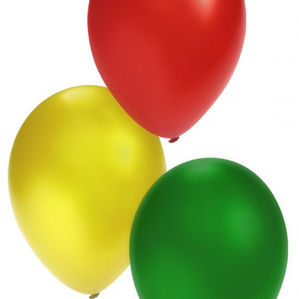 PartyXplosion Kwaliteitsballon rood geel groen 12 inch per 50 stuks