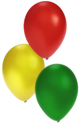 PartyXplosion Kwaliteitsballon rood geel groen 12 inch per 50 stuks