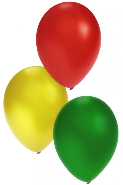 PartyXplosion Kwaliteitsballon rood geel groen 12 inch per 50 stuks