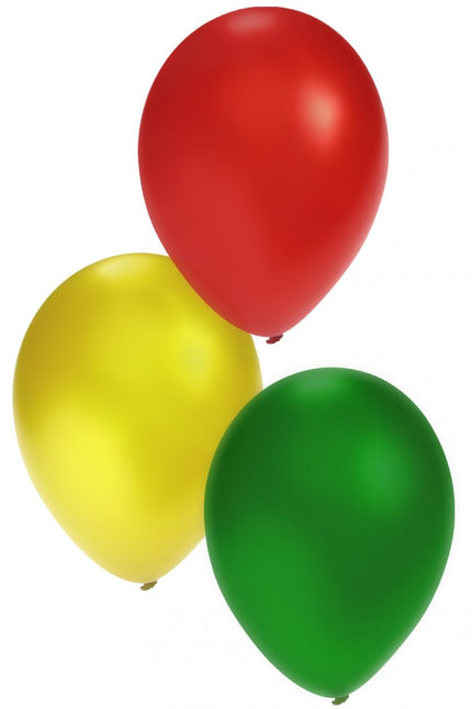 PartyXplosion Kwaliteitsballon rood geel groen 12 inch per 50 stuks