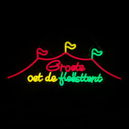 PartyXplosion LED neon sign 'Groete oet de fieësttent'